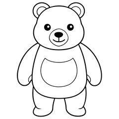 children's coloring book bear black and white