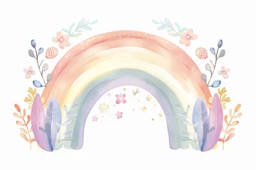Wanddecoratie Regenboog boho rainbow. hand drawn pastel rainbow baby greeting card decorative elements     © CREAM 2.0