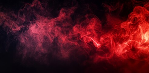 Abstract red smoke and fire on a black background, against a night sky.