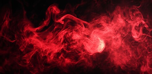 Abstract red smoke and fire on a black background, against a night sky.