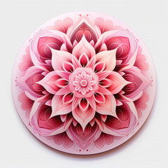 Intricate pink mandala design showcasing floral patterns and symmetrical geometry, perfect for meditation and relaxation