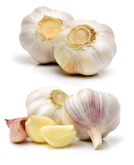 fresh garlic isolated on white background 
