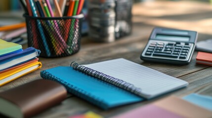 Neatly Arranged School Supplies. AI generated illustration.