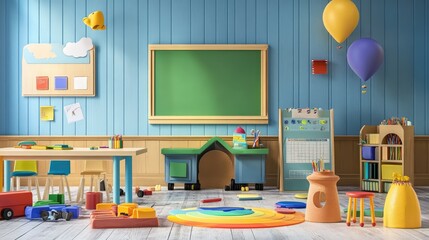 Classroom Interior Collage. AI generated illustration.