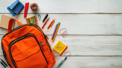 School Bag and Accessories. AI generated illustration.