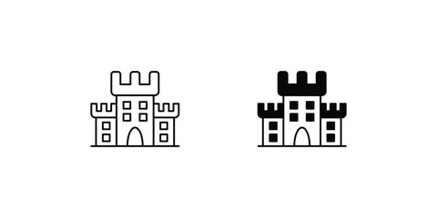 castle set icon with white background vector stock illustration