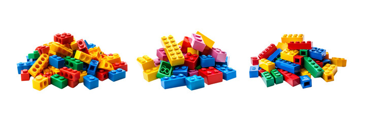 Set up the puzzle to play. Detailed on a transparent background of toy train heads on transparent background.