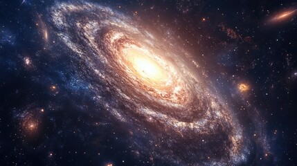 Fototapeta premium Image of a spiral galaxy with glowing stars and nebulae, illustrating the concept of infinite echoes in the vast cosmos.