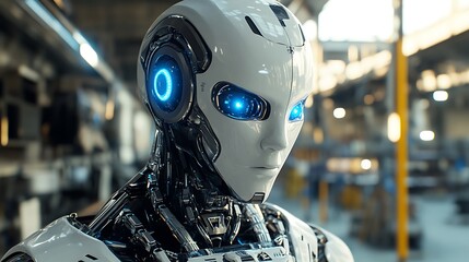 A Realistic Humanoid Robot With Blue Eyes