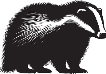 Badger standing black silhouette vector illustration