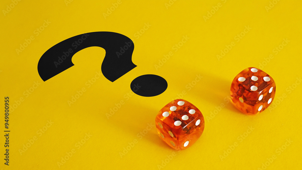 Poster Decision-making under uncertainty with dices. Confusion about deciding which direction to go and choosing the right path
