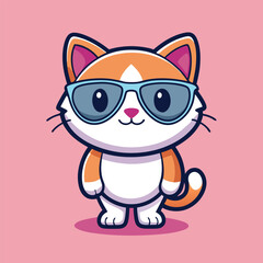 Fototapeta premium Cat Vector Cute Illustration on Solid Background , Cat png image