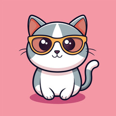 Obraz premium Cat Vector Cute Illustration on Solid Background , Cat png image