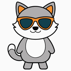 Cat Vector Cute Illustration on Solid Background , Cat png image