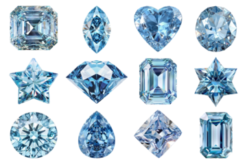 PNG blue diamond element set, transparent background