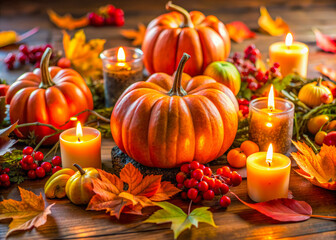 autumn still life with pumpkin