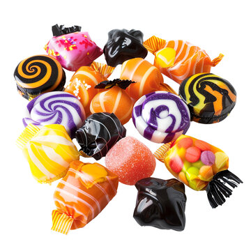  halloween candys on a transparent background 