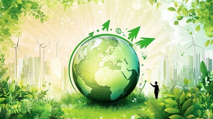 Sustainable living and environmental life with eco care outline concept, transparent background.illustration