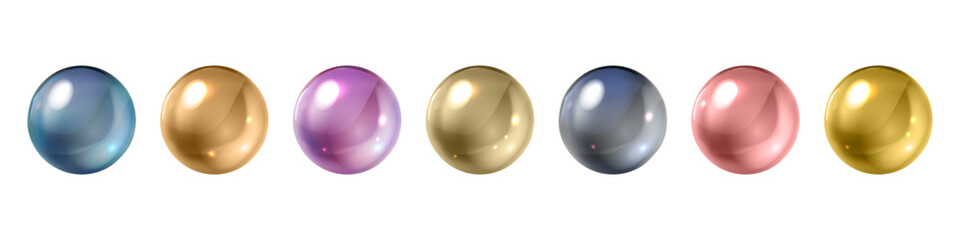 Water bubble, realistic collagen oil or essence, 3d  model isolated on transparent background. Vector  circle water drop icon