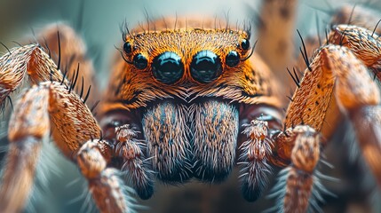 A close-up image of a spider, revealing its intricate details and unique characteristics. 