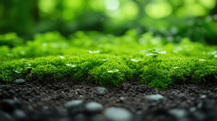 Close-Up View of Soil Enriched with Mossy Texture