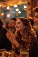 Freshmen Students at Open Mic Night in Campus Café - Music, Poetry, Comedy Performances, Cheering Audience