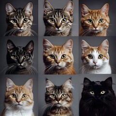 Captivating Feline Portraits A Diverse Collection of Domestic Cat Breeds Showcasing Their Unique Charm and Personality