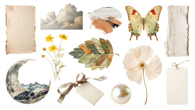 PNG aesthetic ephemera collage