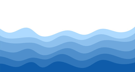 Sea waves. Blue river ocean wave layer background. Seamless sea pattern. Water wave abstract design. Vector illustration