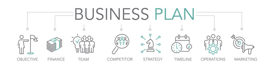 Business plan concept - starting a business - thin line two-tone icon concept vector illustration © Trueffelpix