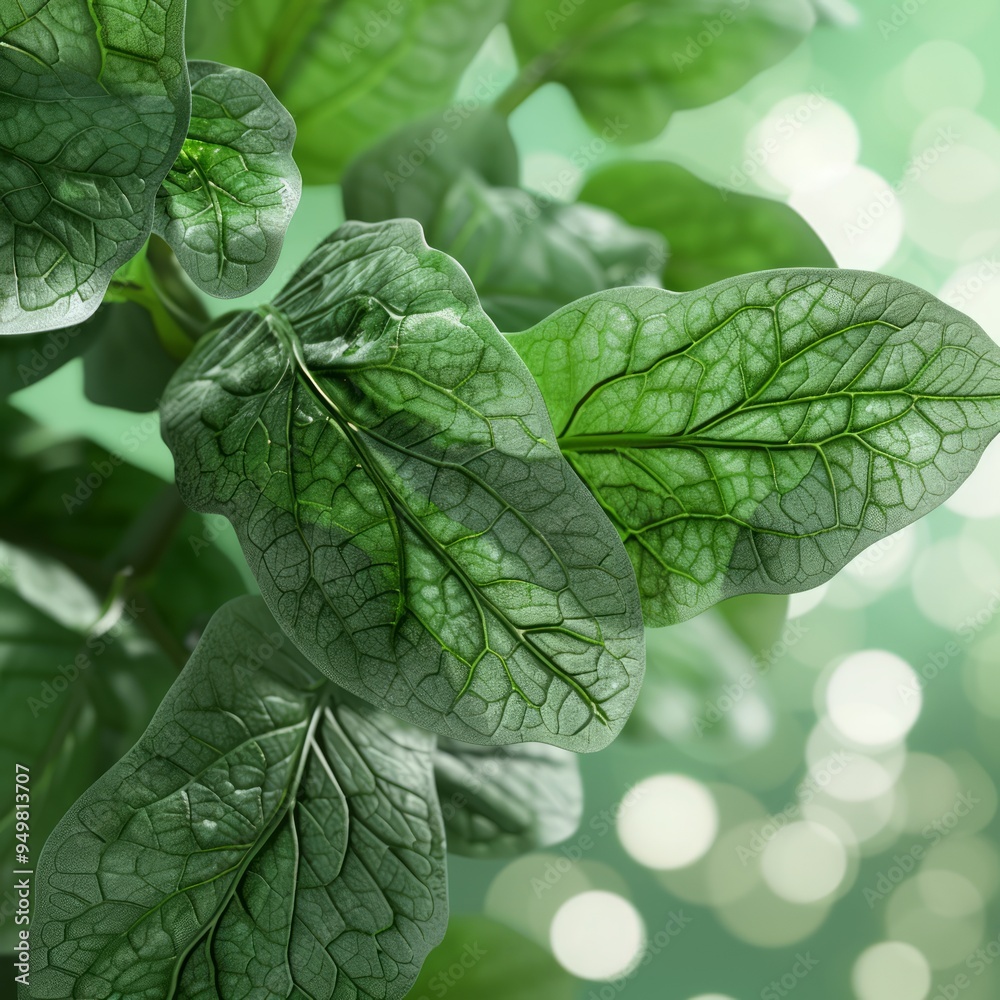 Canvas Prints Lush green leaves with intricate veins, close-up.