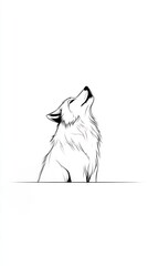 Obraz premium A Black and White Line Drawing of a Wolf Howling at the Sky