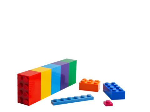 Kids' Construction Set: Border of Assorted Blocks Arranged on a White Surface. blocks.