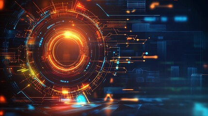 Abstract Technology Background with Glowing Circle