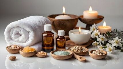  Spa set essentials, aromatherapy Oils, soothing candles, and natural bath salts for ultimate relaxation and wellness