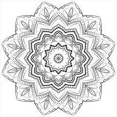 Circular pattern in the form of a mandala. Henna tatoo mandala. Mehndi style. Decorative pattern in oriental style. Coloring book page.
