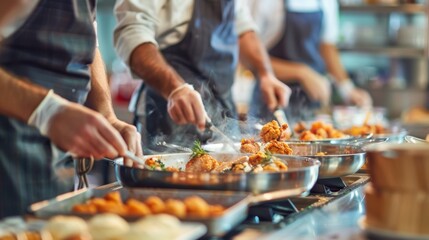 Middle Aged Friends in Cooking Class Making Traditional Southern Comfort Food Dishes