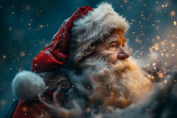 Jolly Santa Claus: Magical Winter Moment in Falling Snow