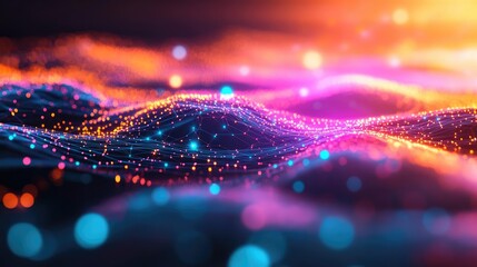 Kolmogorov-Arnold network mechanisms, connectivity prediction, glowing digital pathways, futuristic tones