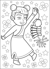 girl coloring book page