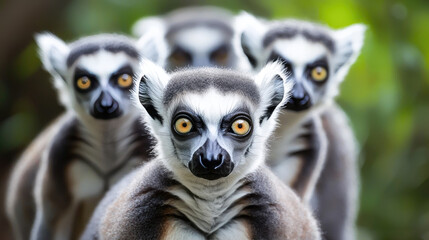 Obraz premium Curious Lemurs Exploring Their Natural Environment