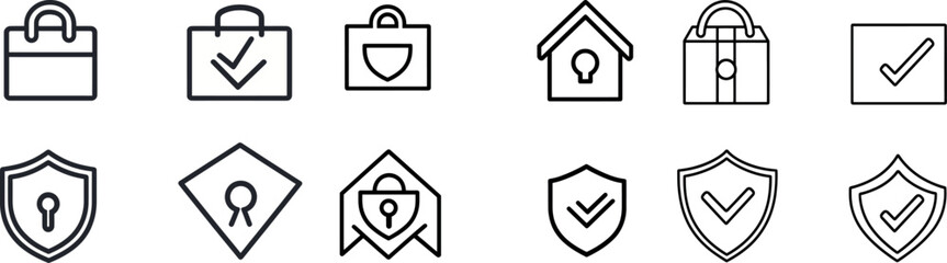 Steps of the delivery service. Delivery boxes. Logistics delivery line icons set