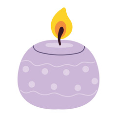 Burning candle, vector illustration. Simple flat design concept. Beautiful candle isolated on a white background.