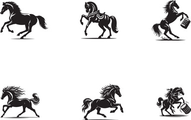 horse silhouettes set