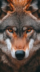 Fototapeta premium Close-up Portrait of a Wolf with Intense Eyes