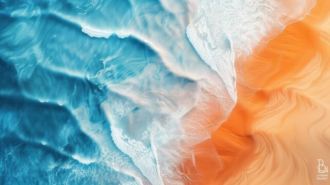 Abstract summer background with a mix of cool blues and warm oranges, beach vibes