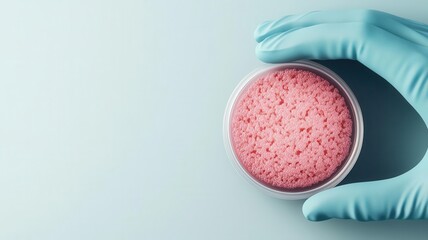 Scientists gloved hand gently transferring cells to a culture medium, biological research, cell culture, scientific technique