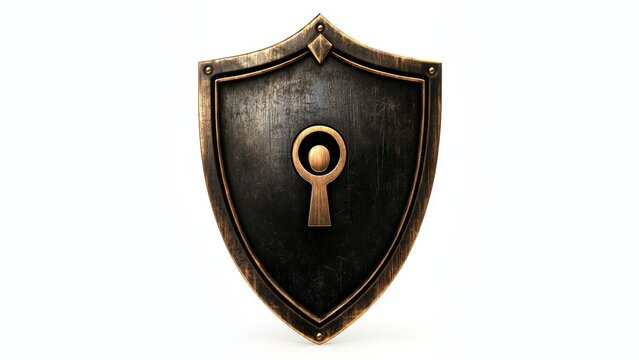 recommend clip art: a shield vector but the interior of the lock is the shape of a person, white background