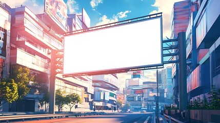 Obraz premium Futuristic Cityscape with Blank Billboard