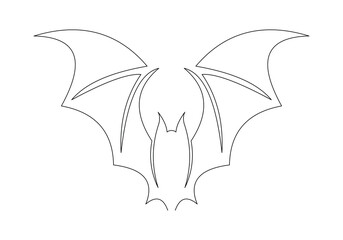Continuous single line sketch drawing of flying bat creepy horror halloween animal nocturnal mammal comic hero one line concept vector illustration